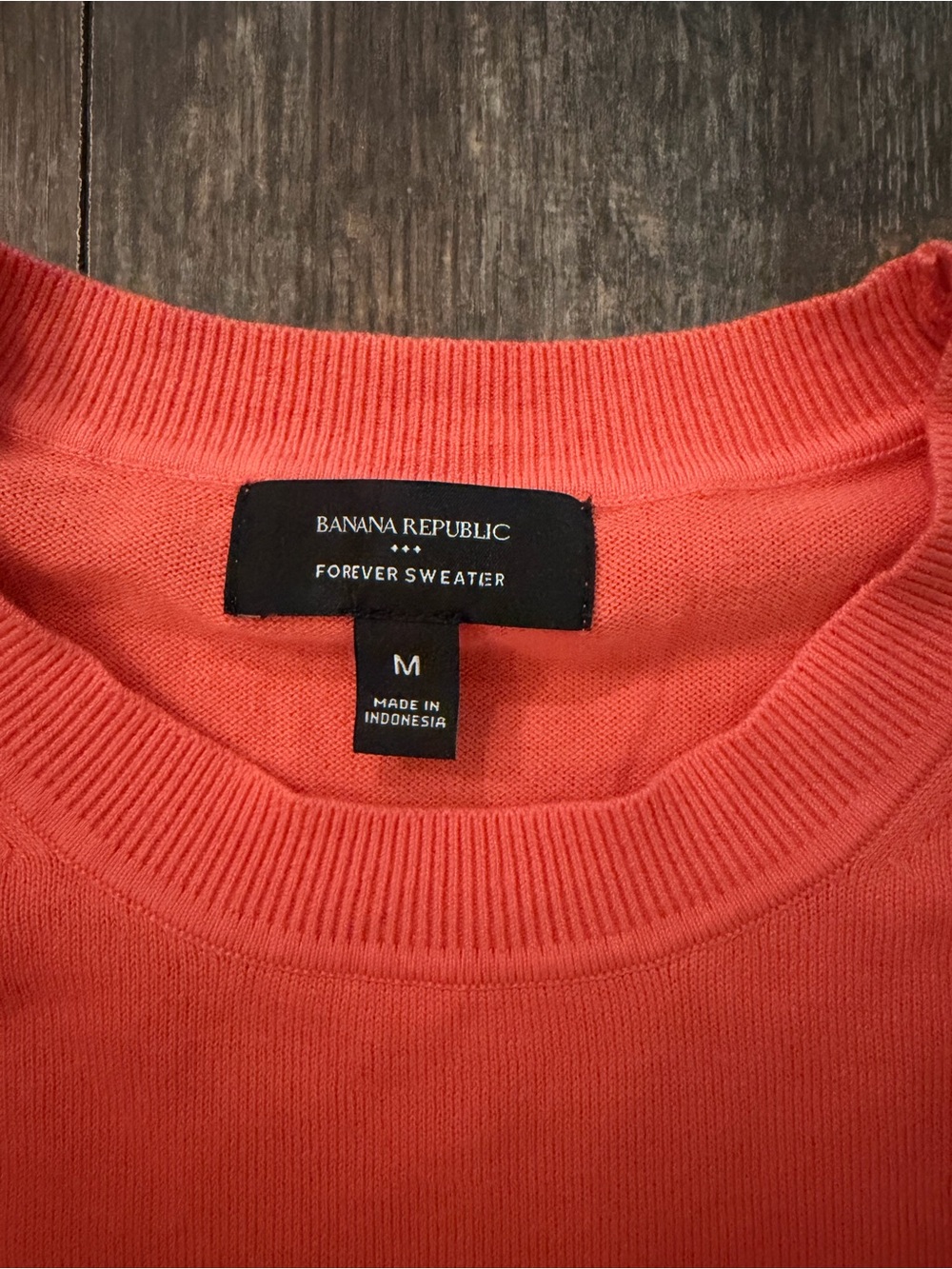 Banana Republic Bright Coral Crew Neck Short Sleeve Sweater - Picture 2 of 2